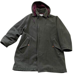 Vtg Banana Republic Adventure Outfitters Hood Wool Coat Parka ArmyGreen M REPAIR